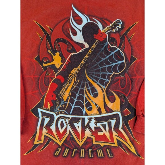 Kids L 10/12 ROCKER SUPREME LONG SLEEVE PULLOVER RED Vintage - Picture 2 of 8